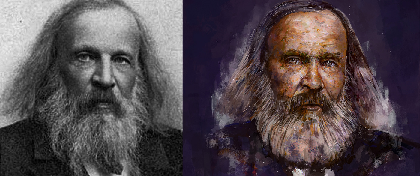 Lomonosov Mendeleev contemporary art poster cover painting   Drawing  digitalpainting art abstract