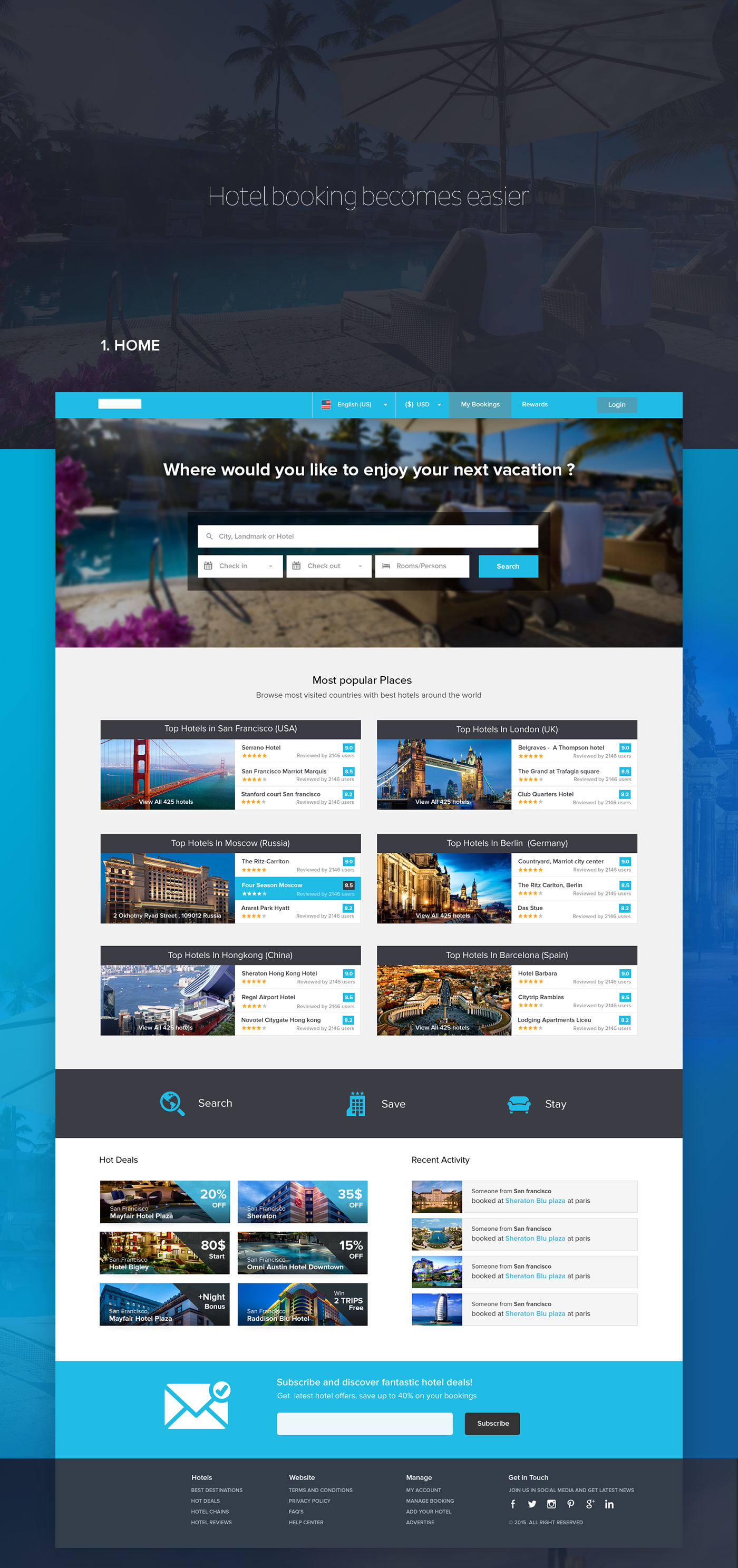 Web UI ux Travel hotel tourism Website Booking cards map search filters clean reservation