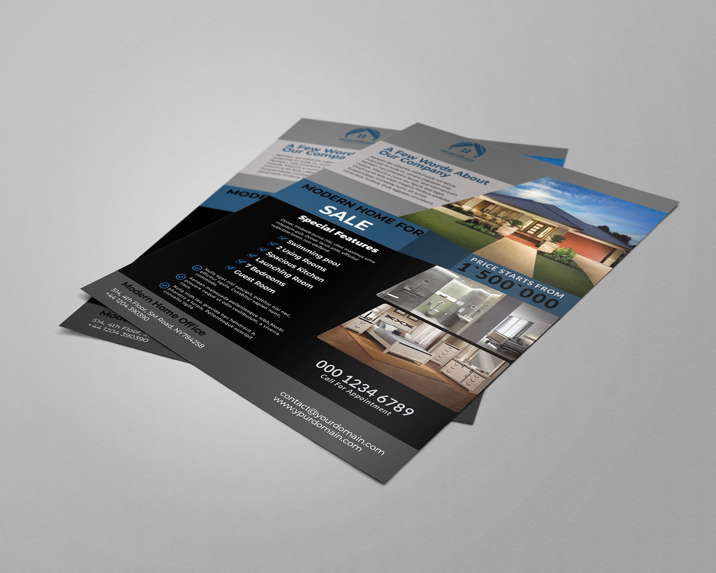 ad agency building business business flyer clean creative design elegant flyer