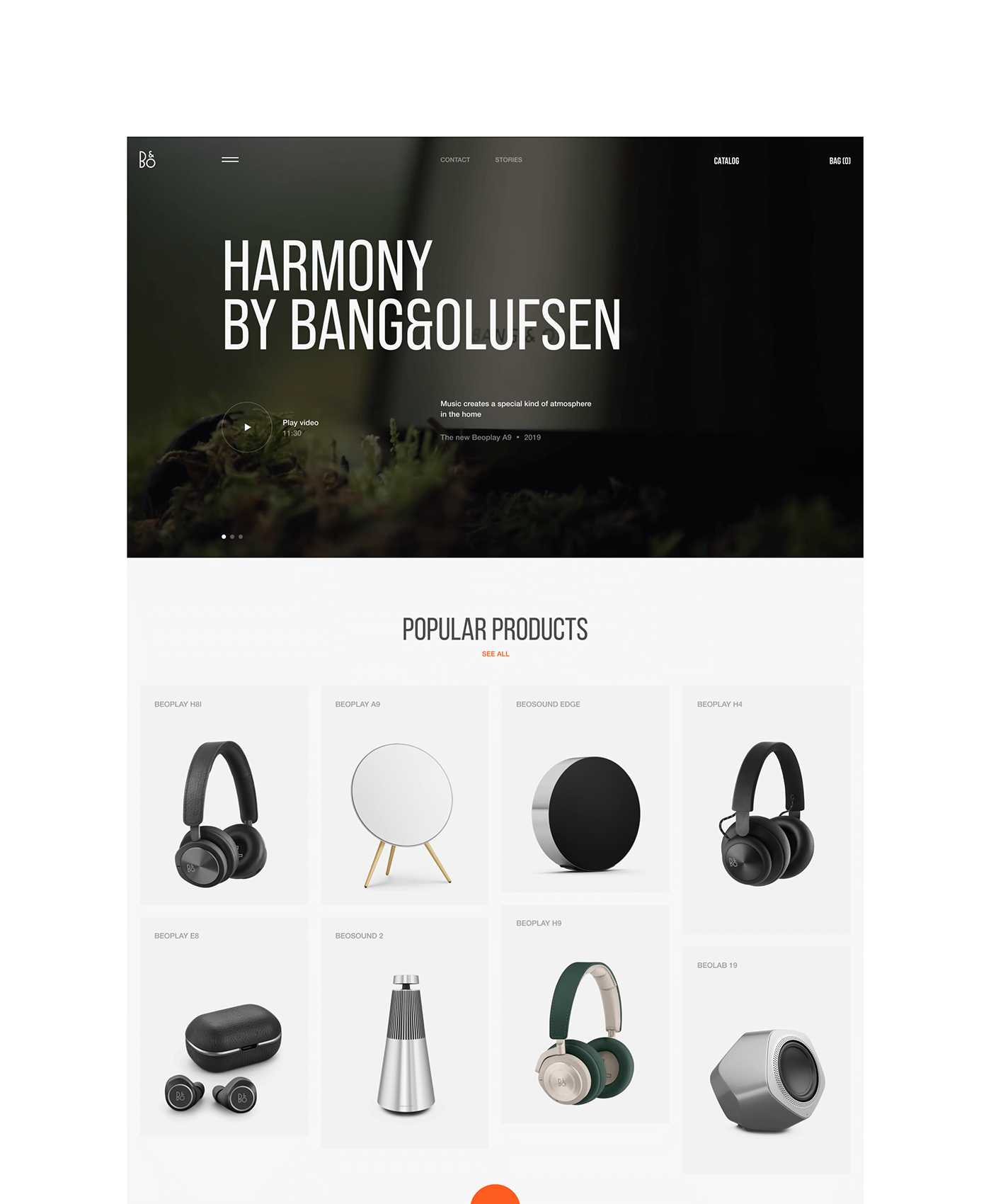 Minimalism animation  Bang&Olufsen grid trend Webdesign headphones store