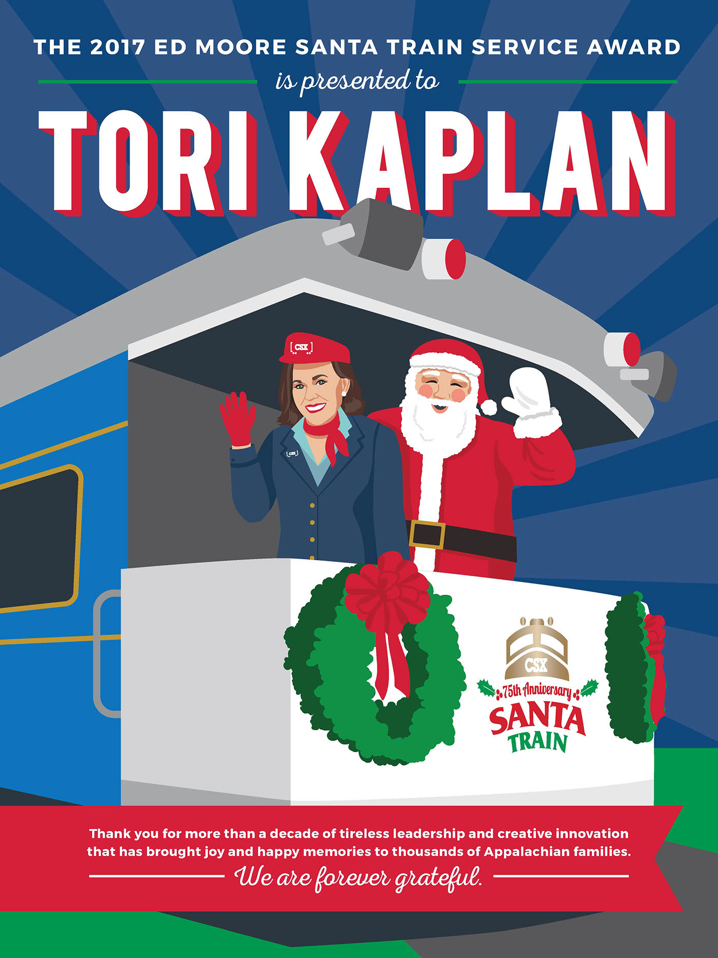 santa train CSX poster Kaplan santa Christmas ILLUSTRATION 