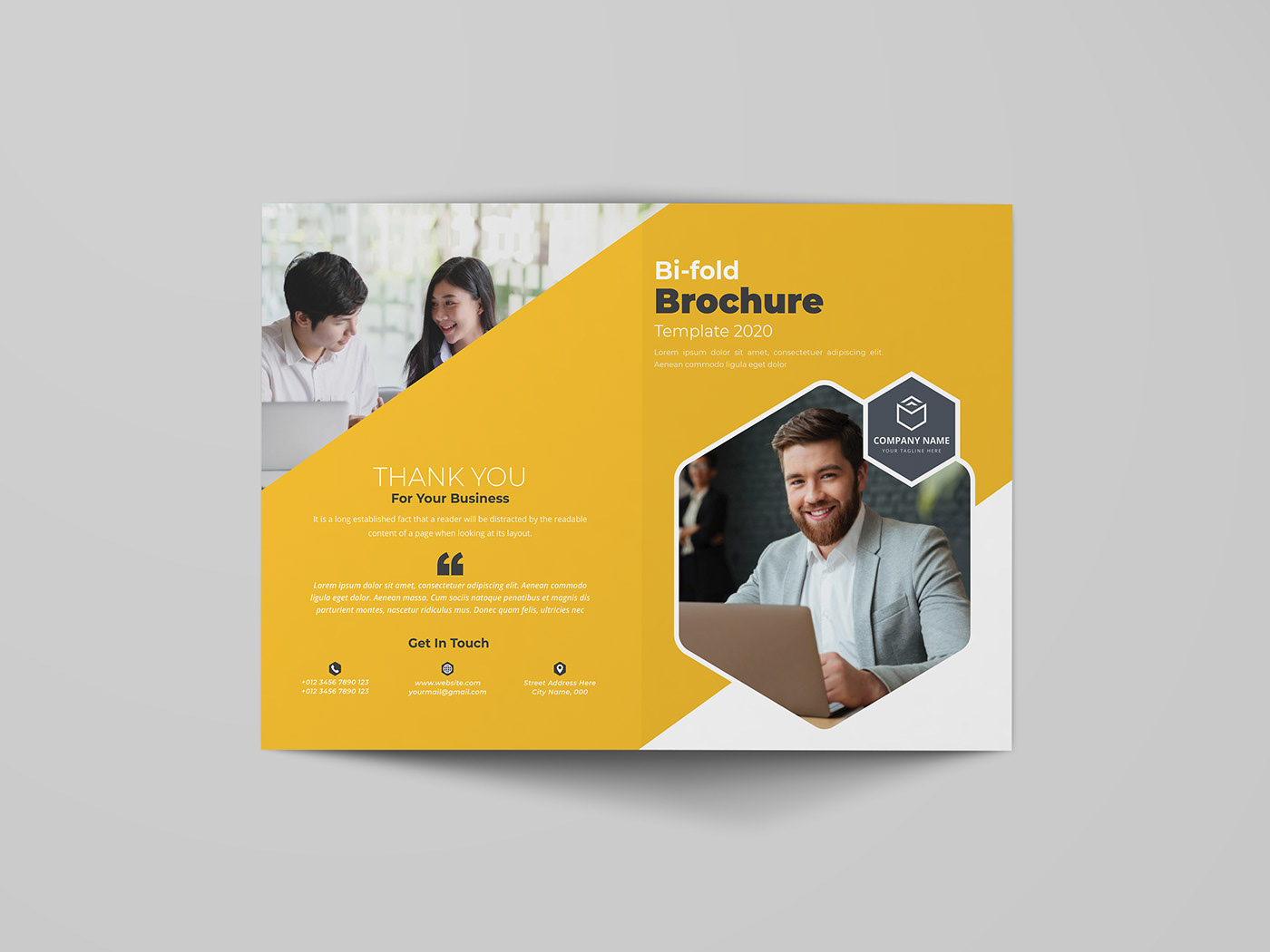 Bi-fold Brochure Design Template  Freebie  on Behance Within Adobe Illustrator Brochure Templates Free Download