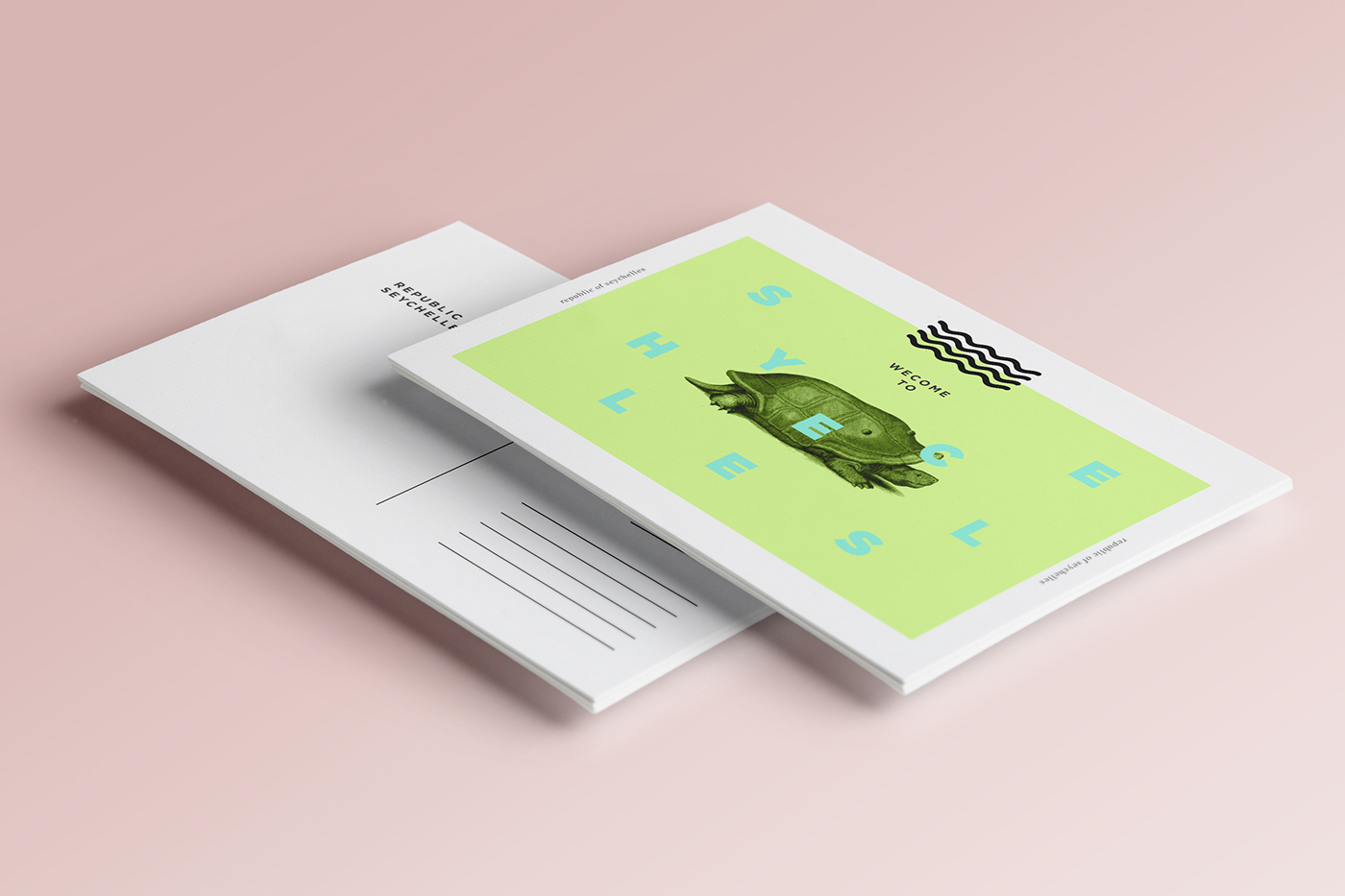 design Seychelles postcard print tortoise system postcard system udem