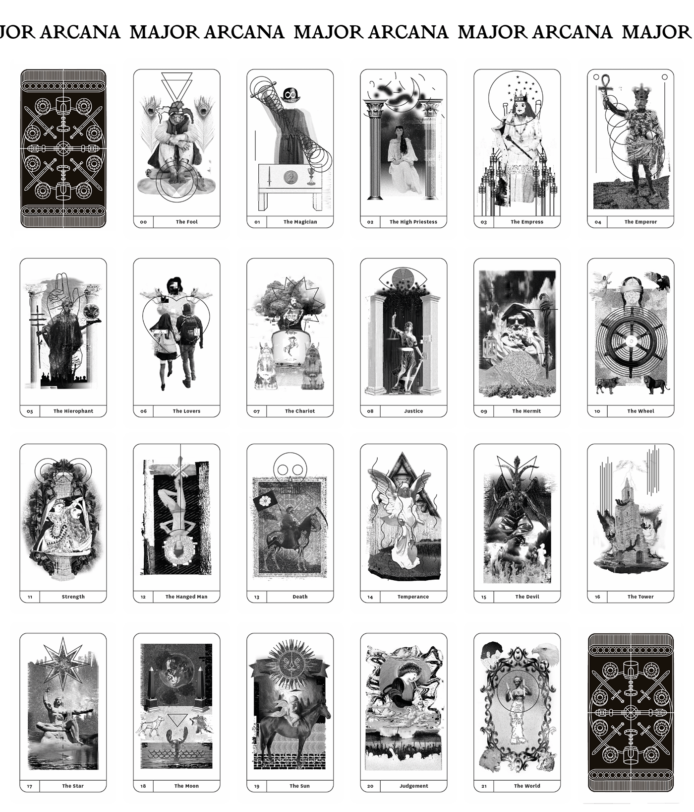 Tarot Cards graphic design  ILLUSTRATION  animation  collage Playing Cards Line drawings Distress tarot