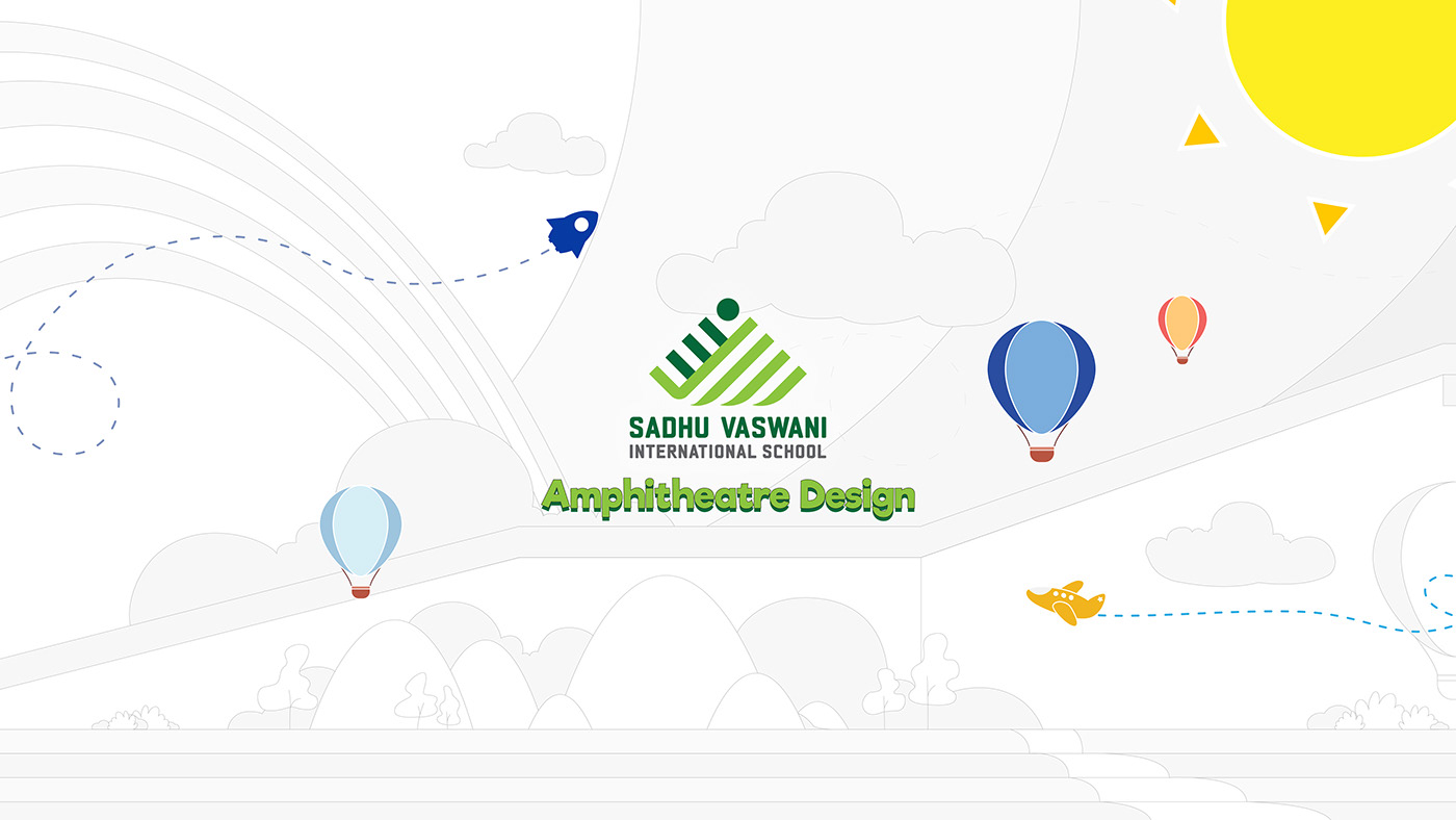 amphitheater children's illustration interactive wall design Space Branding wall art