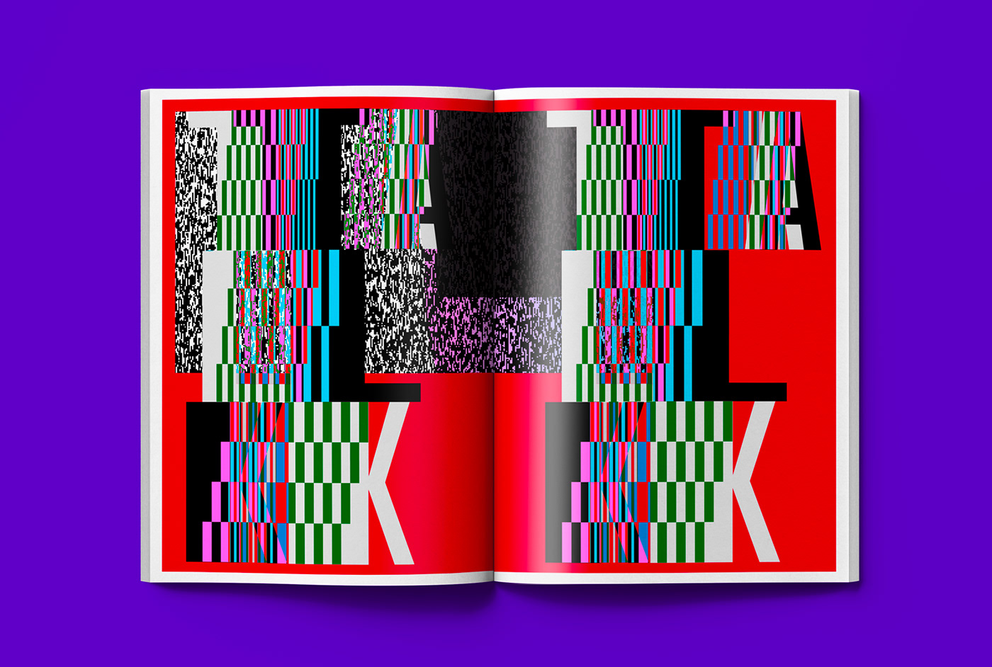 Interior page represented colorful illustration with typographic composition