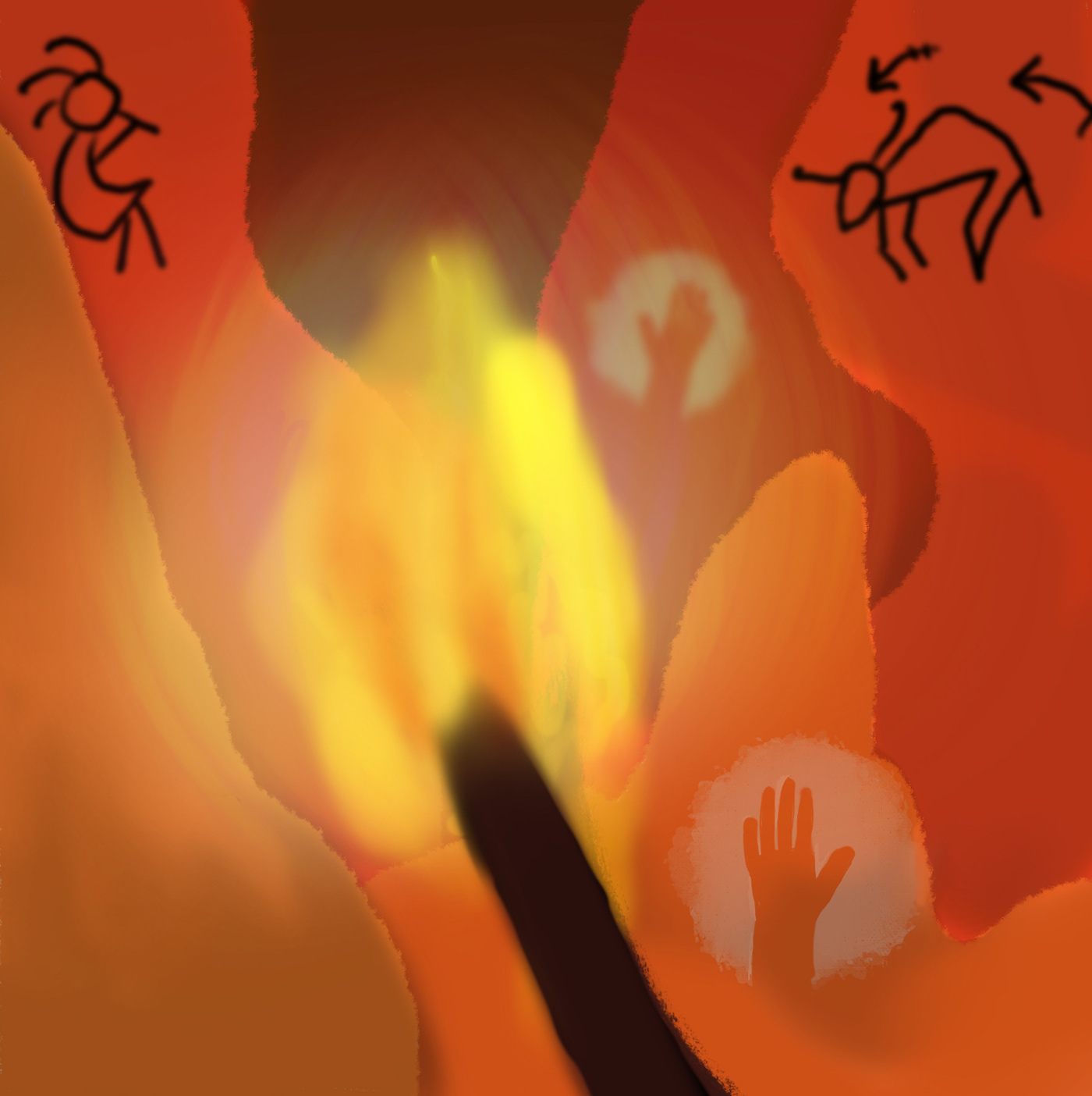 caveman fire Native artwork