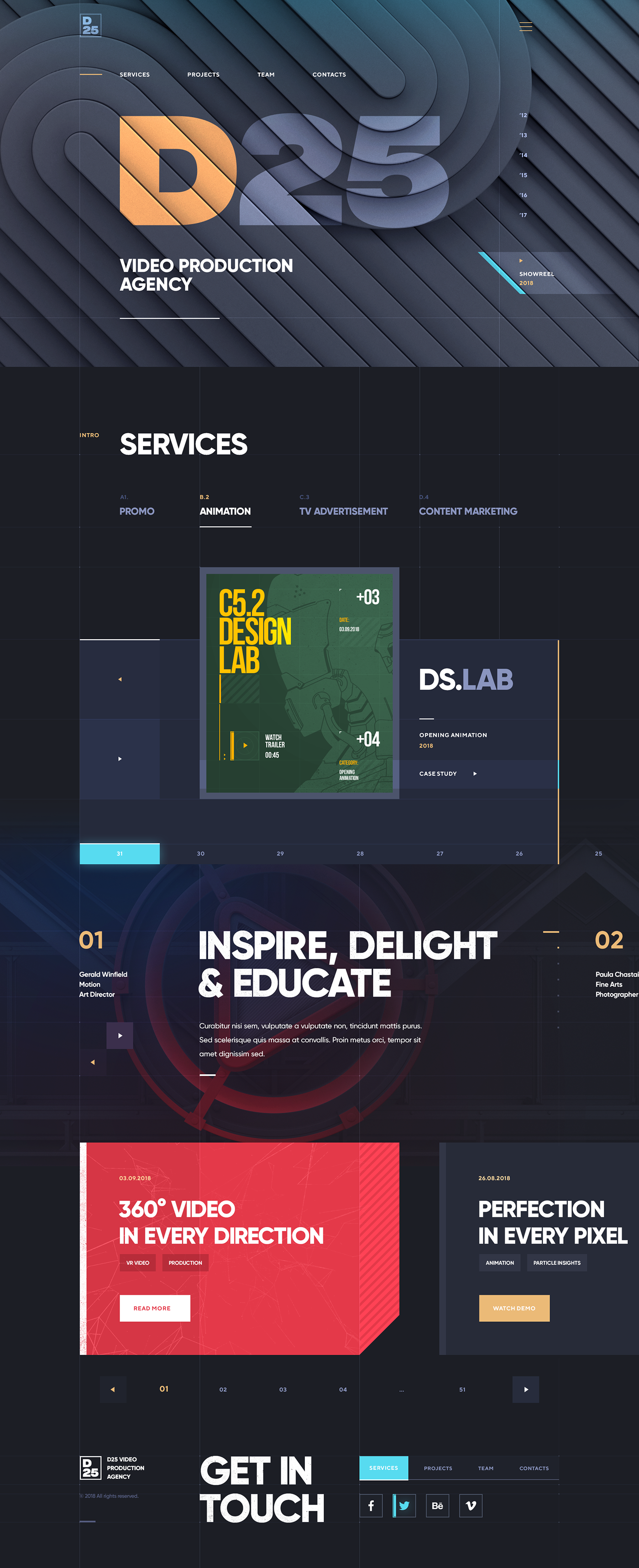 design UI Web Interface typography   video agency gallery art 3D