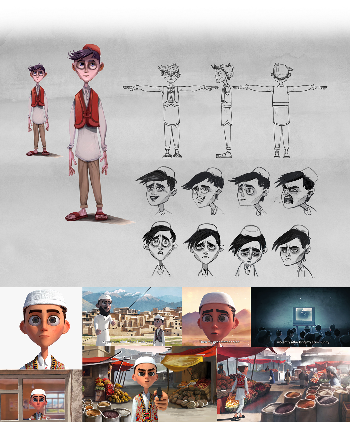 unicef true story animation  cartoon shortfilm Afghanistan Matte Painting compositing Character design 