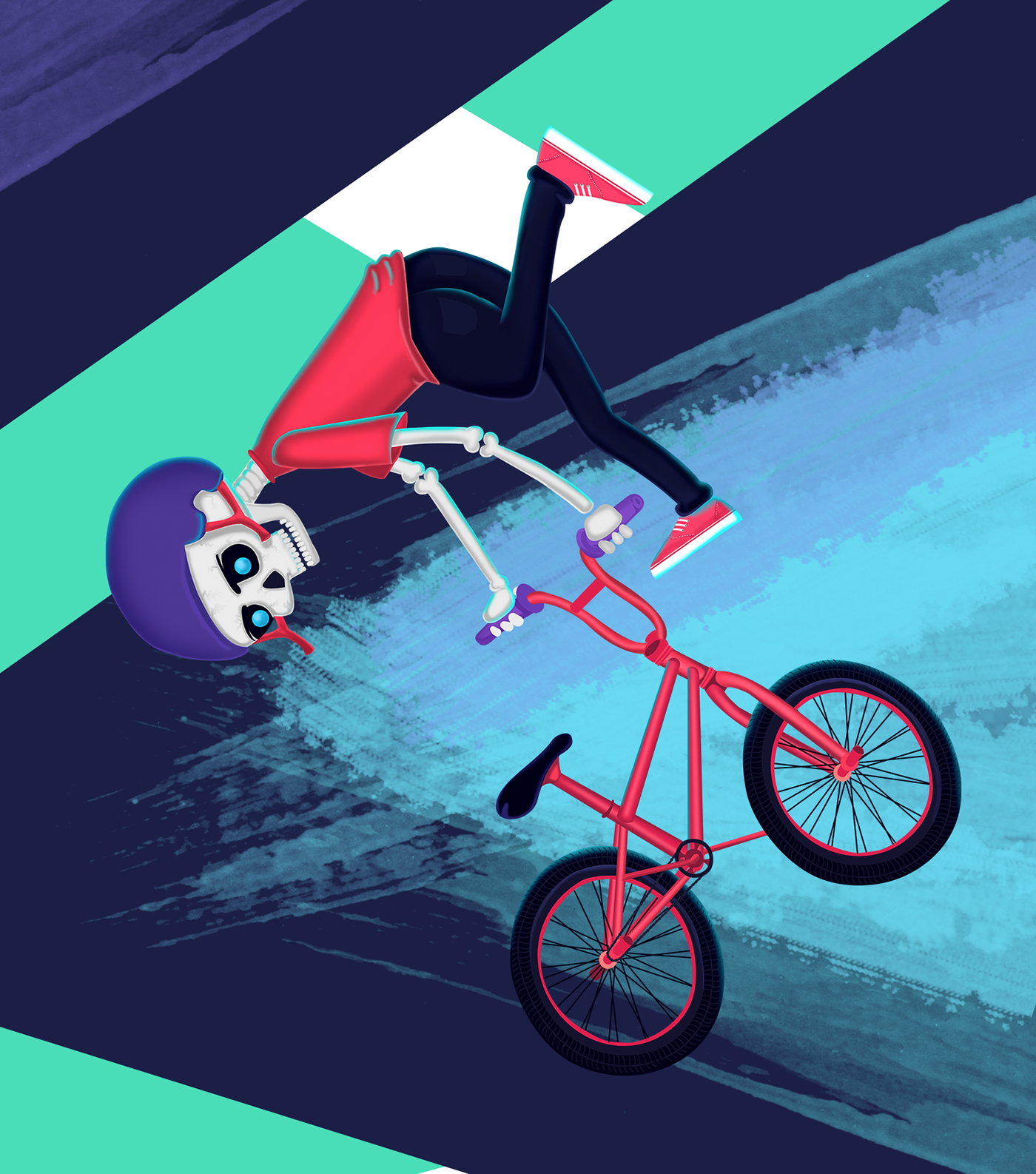skate Bike roller ilustracion skull cool colorful sports xtreme