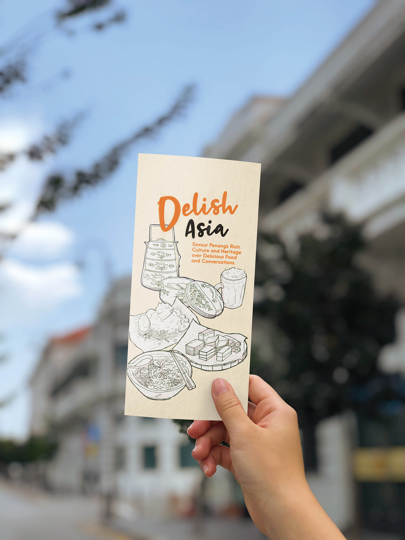 brochure graphic ILLUSTRATION  hand-drawn Food  lettering penang history Guide malaysia