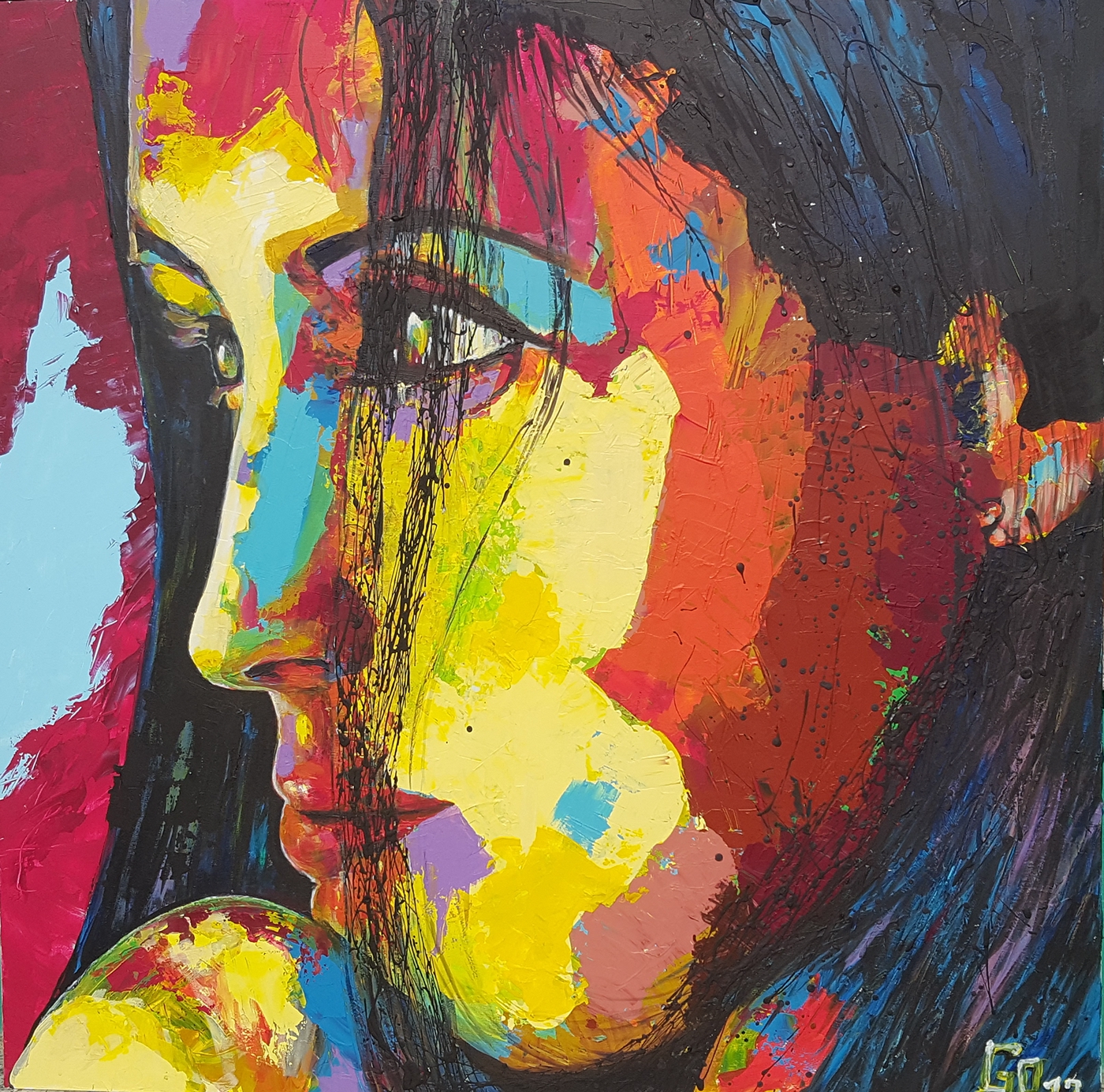 acrylic portrait colours RITRATTO face people Lovers