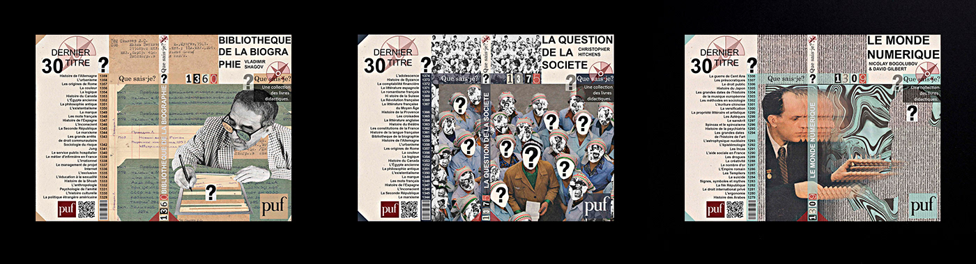 editorial design  magazine que sais-je? collage newspaper retrospective book cover design editorial cover