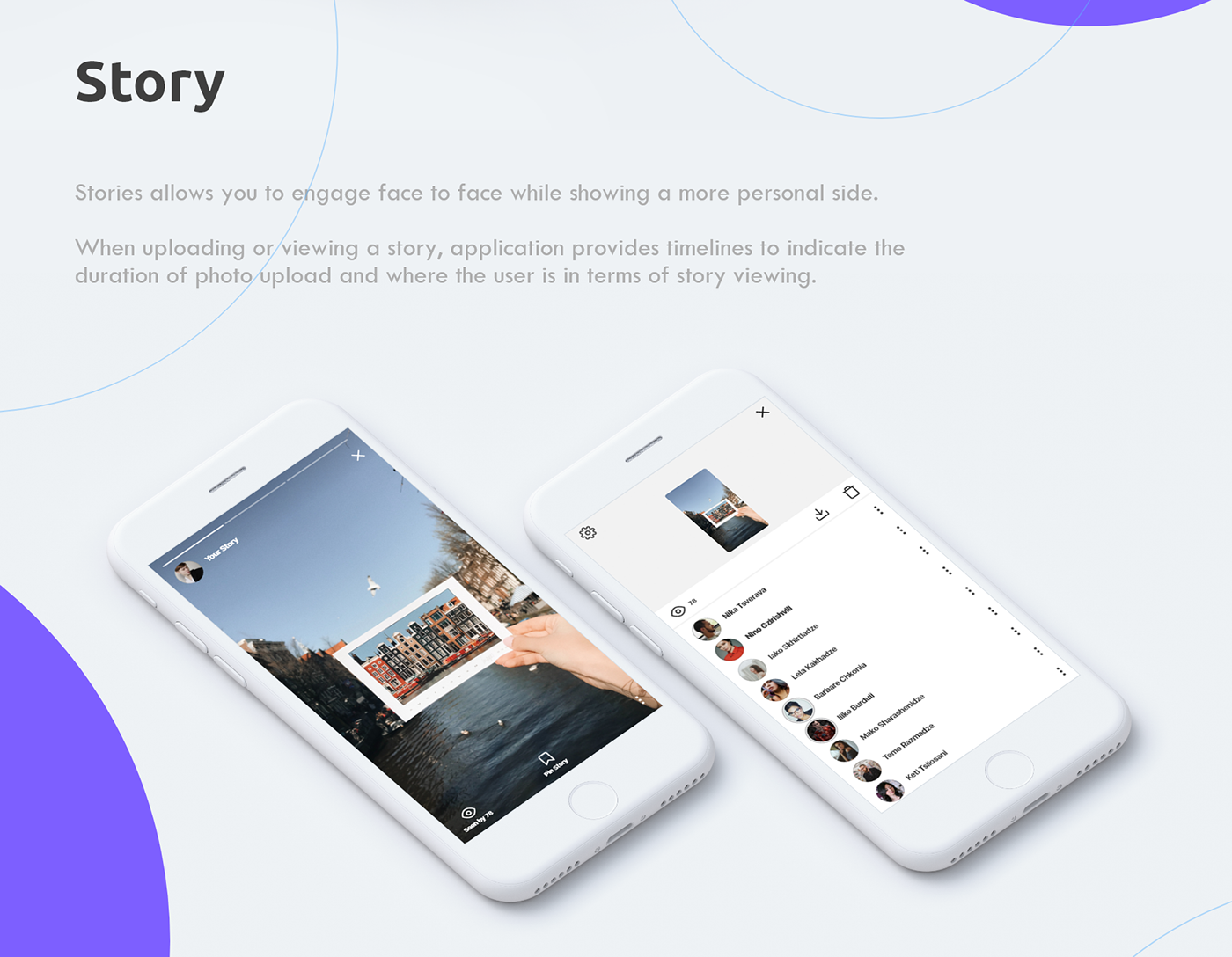 ux UI modern app White Interface story mobile application purple