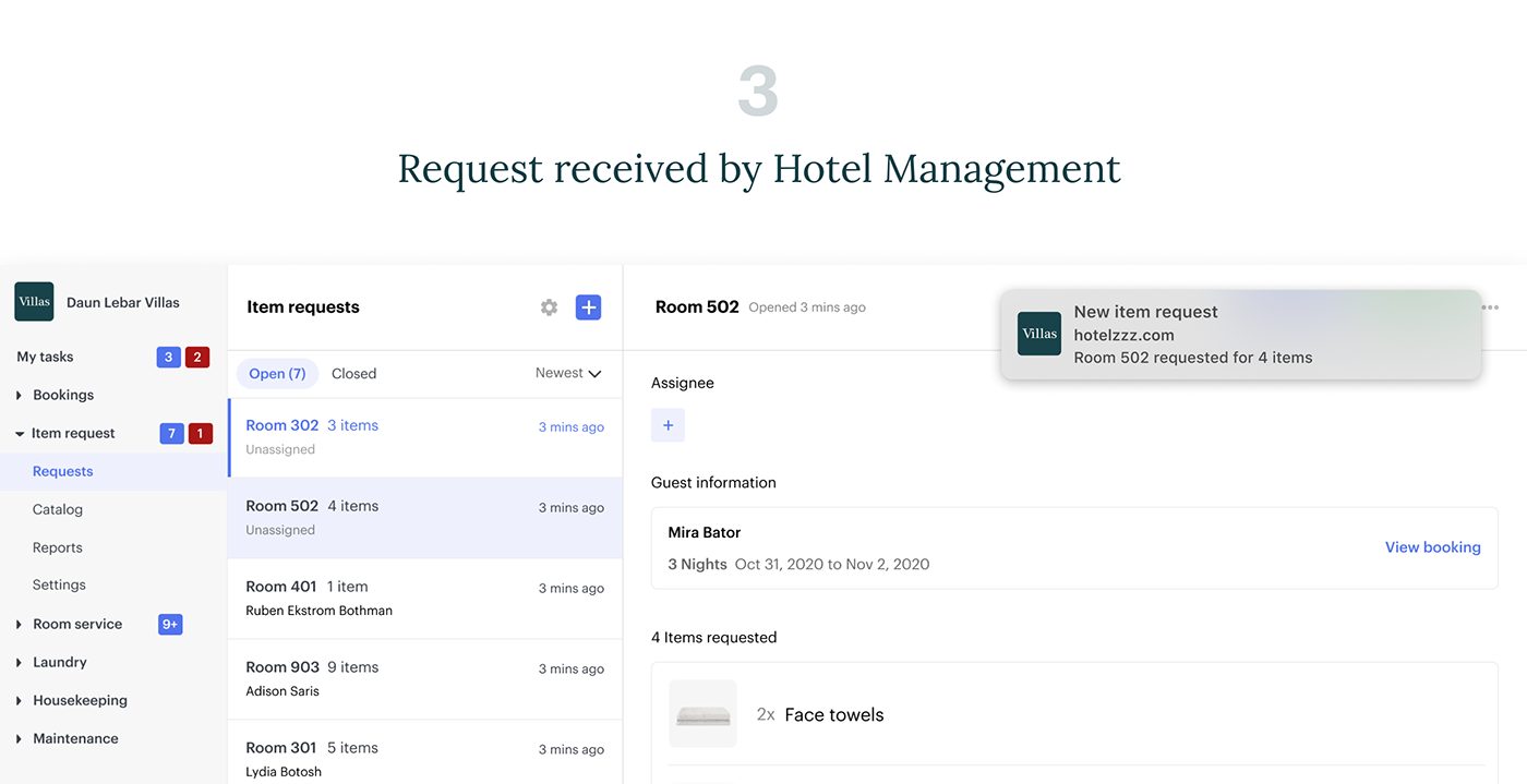Contactless dashboard Data Hospitality hotel management mobile task UI ux