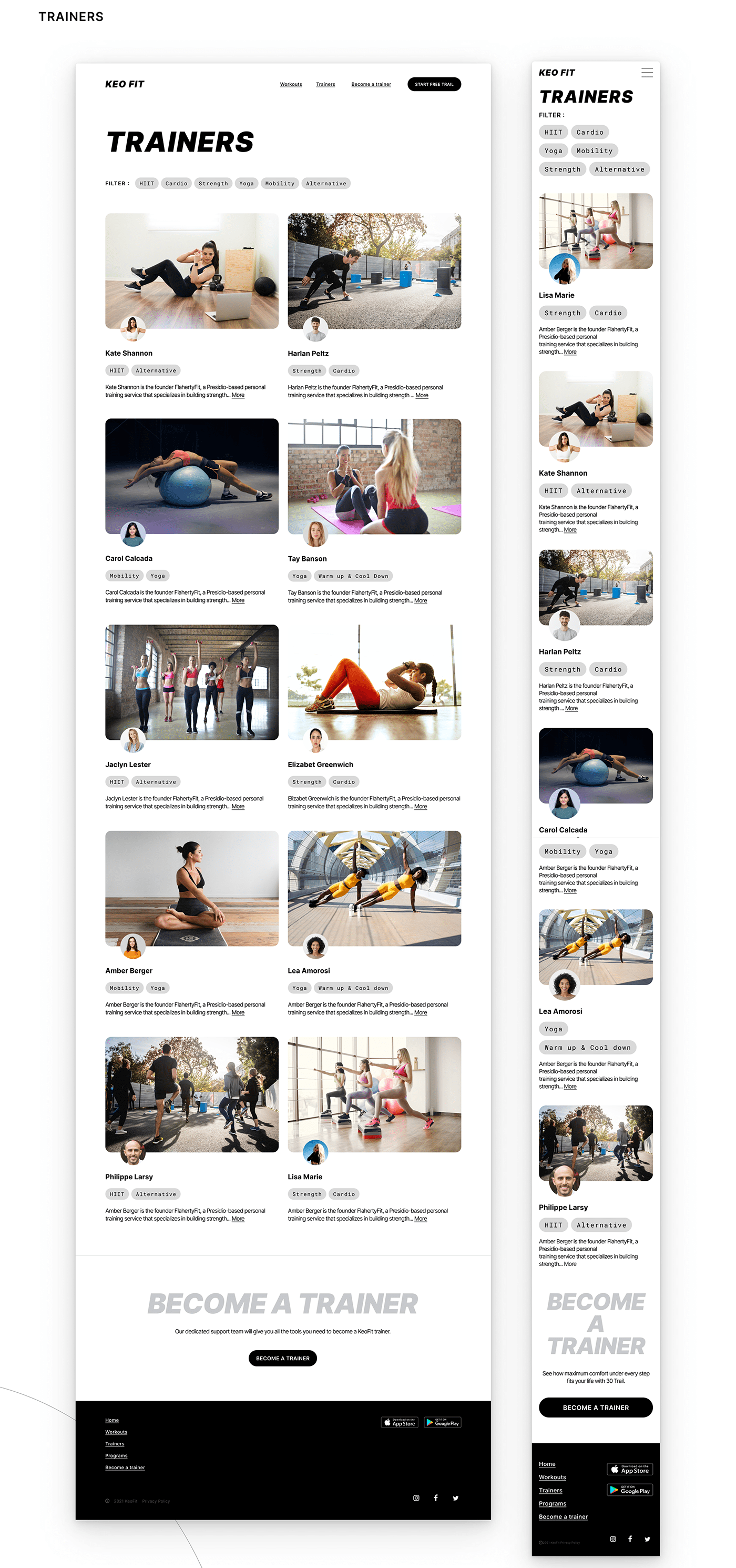 Figma UI/UX Website design fitness sport training Web Design  workout