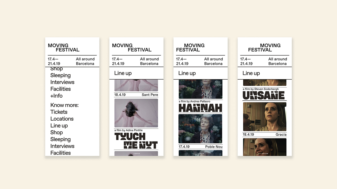 film festival Identity Design poster graphic design  graphic system brand identity design MOVING editorial design  festival