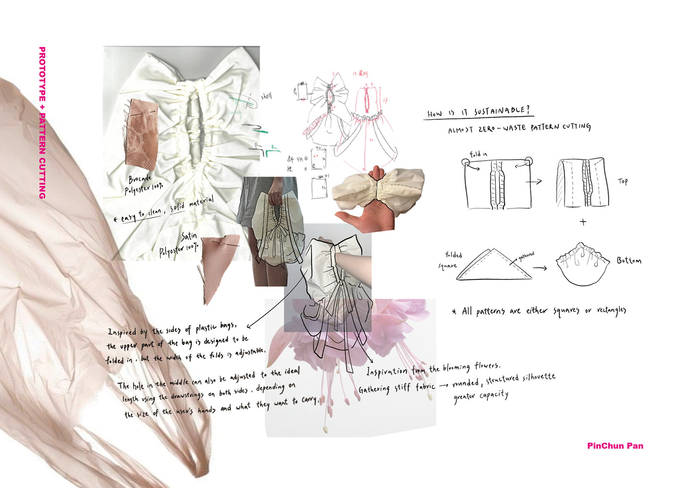 Sustainability zero waste Fashion  technical drawing pattern adobe illustrator design fashion design graphic design  bag
