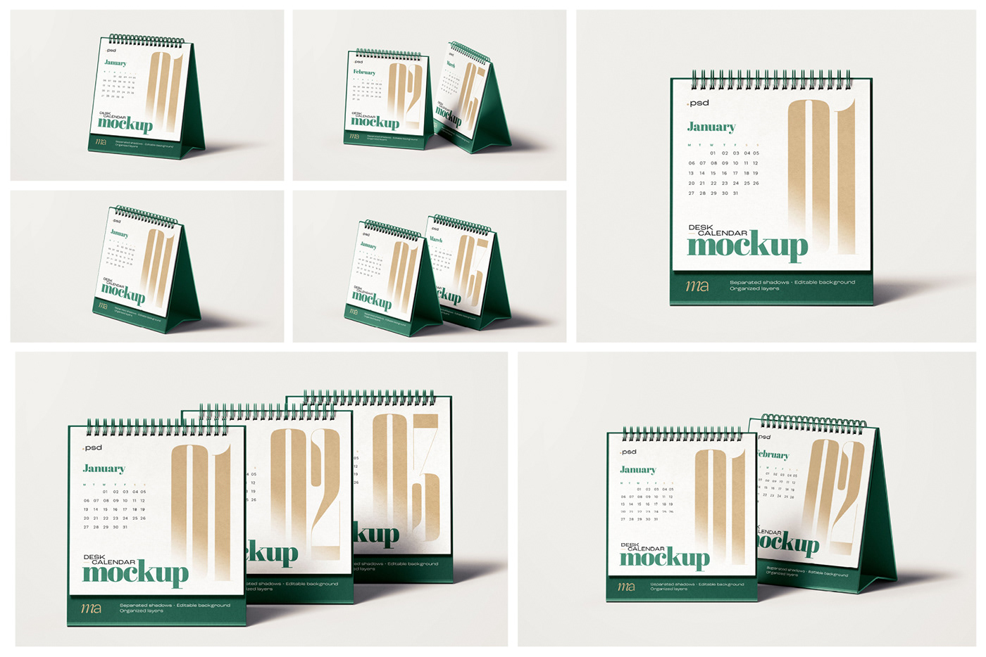 branding  calendar desk elegant free Mockup premium psd square year