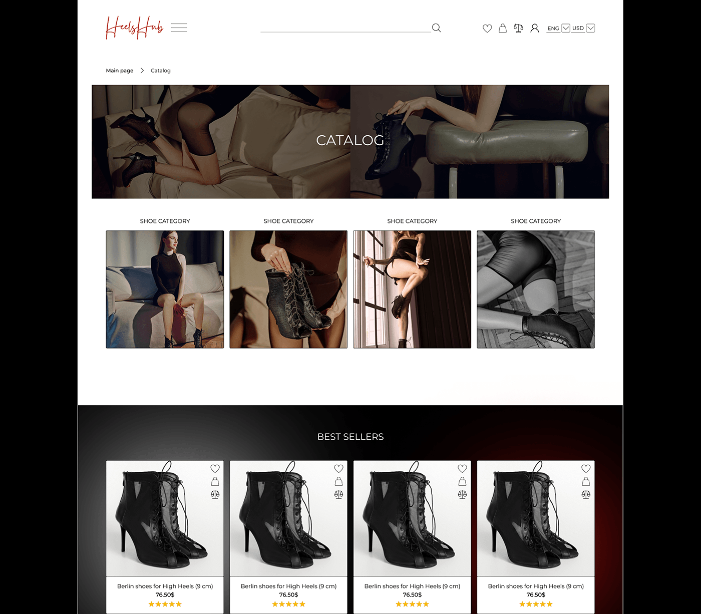 UI/UX ui design UX design store Ecommerce Website shoes heels redesign