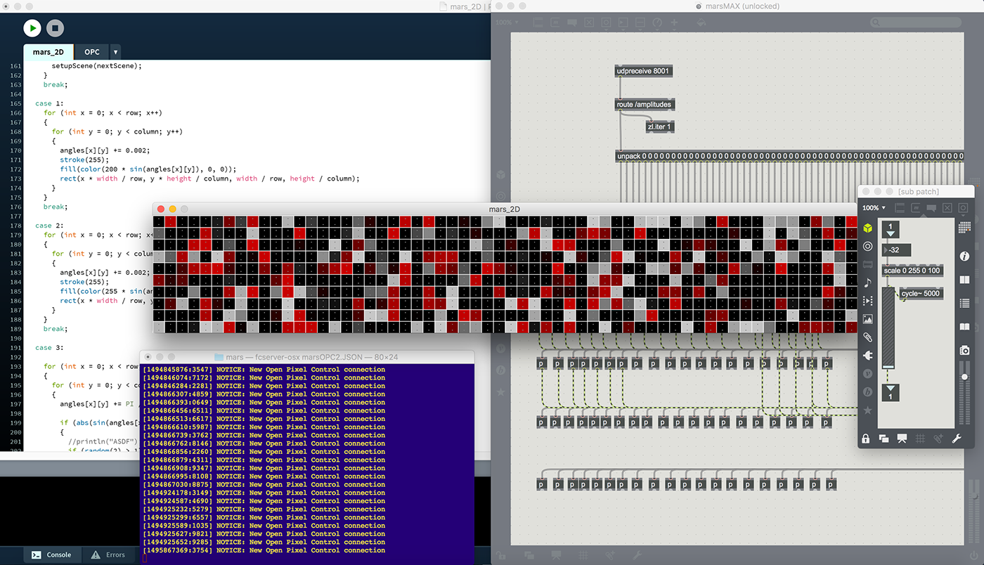 Adobe Portfolio processing light art Fadecandy max/msp led Data interactive light mars