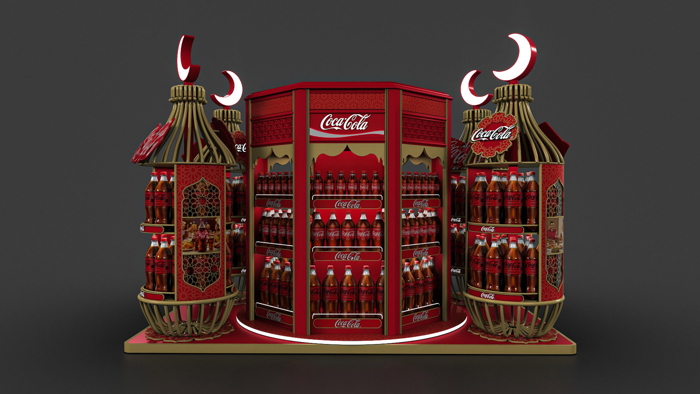 stand design Exhibition  Coca Cola drink Advertising  Graphic Designer Display Stand 3D Floordisplaydesign