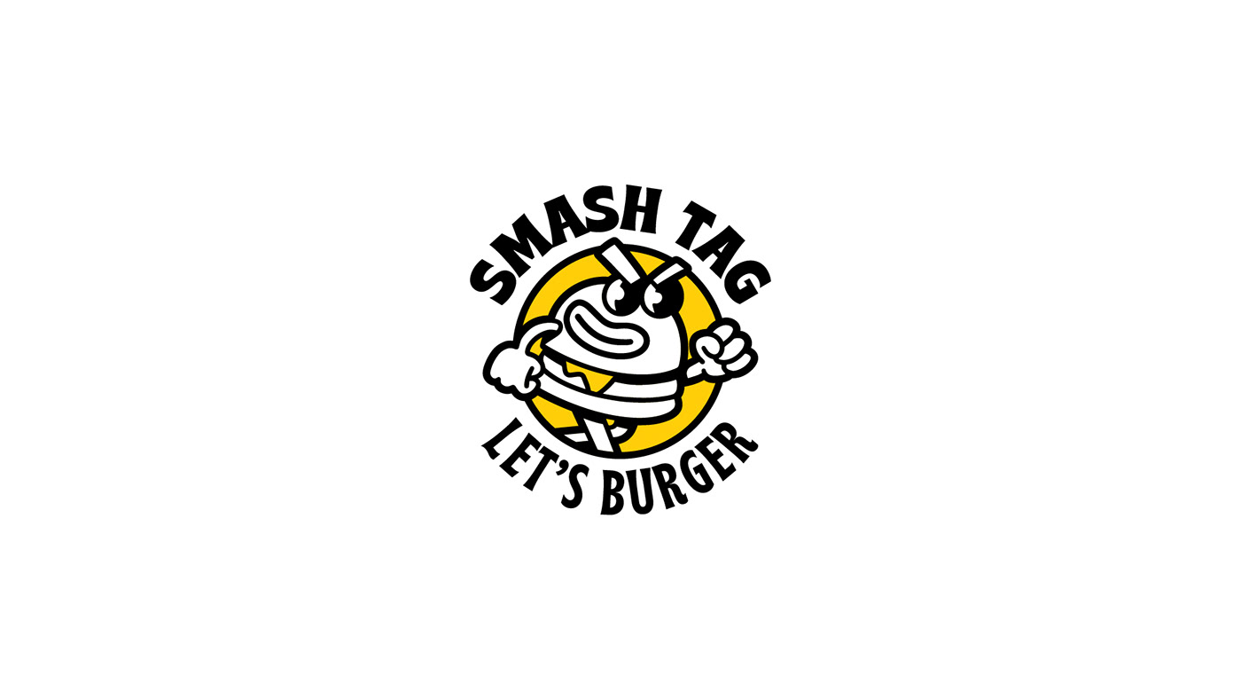 hamburgeria logo animation Logo Design mascotte SMASH BURGER