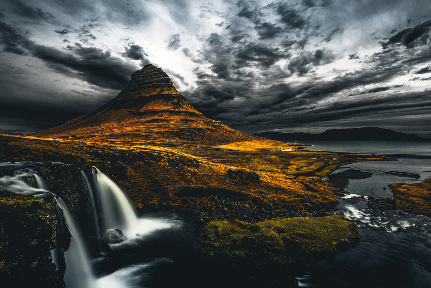 madethis PassportToCreativity adobe iceland Moody atmosphere Landscape autumn dark Travel adventure reflection waterfall mountains