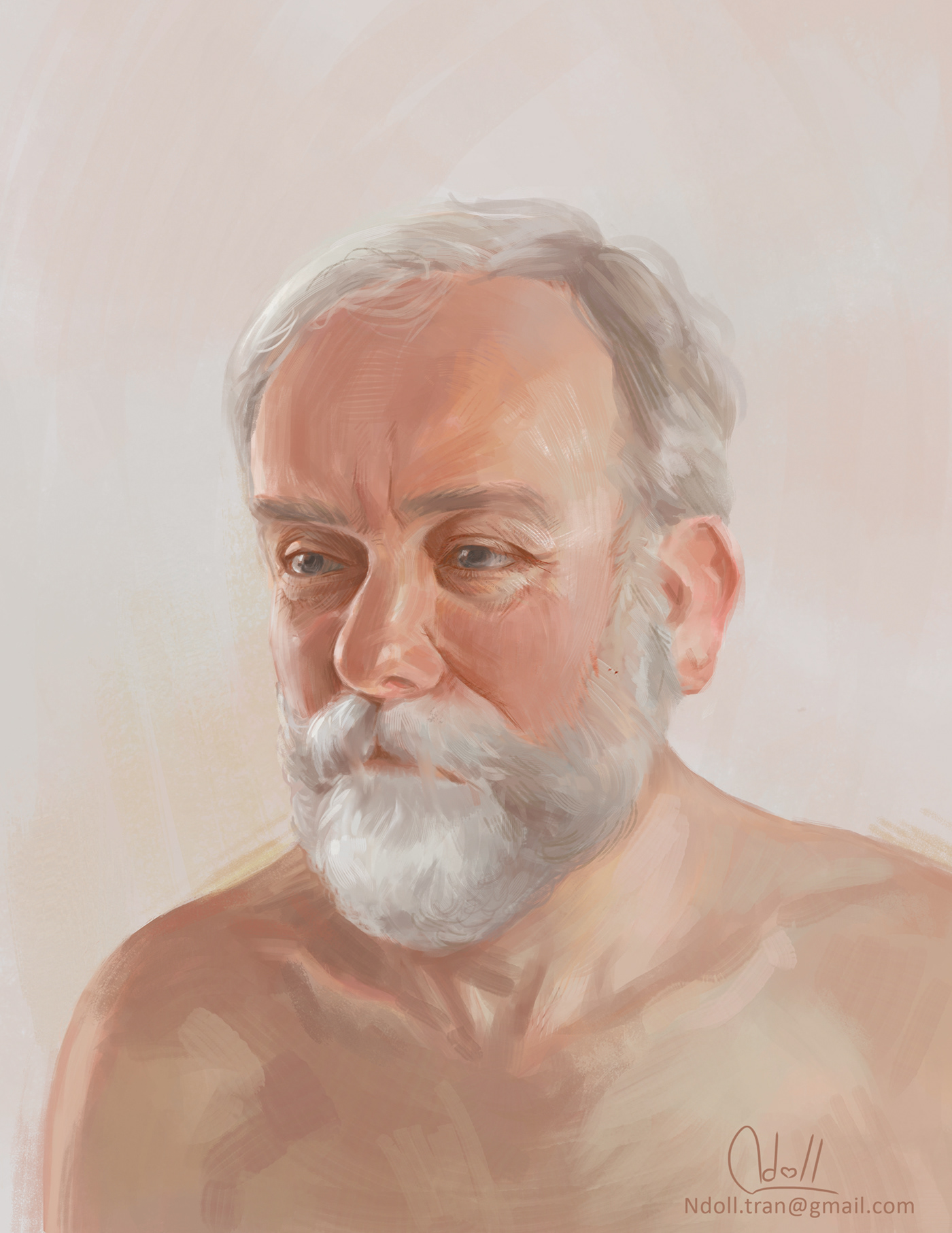portrait oldman whiteman digital_painting digital_drawing Ndoll_tran