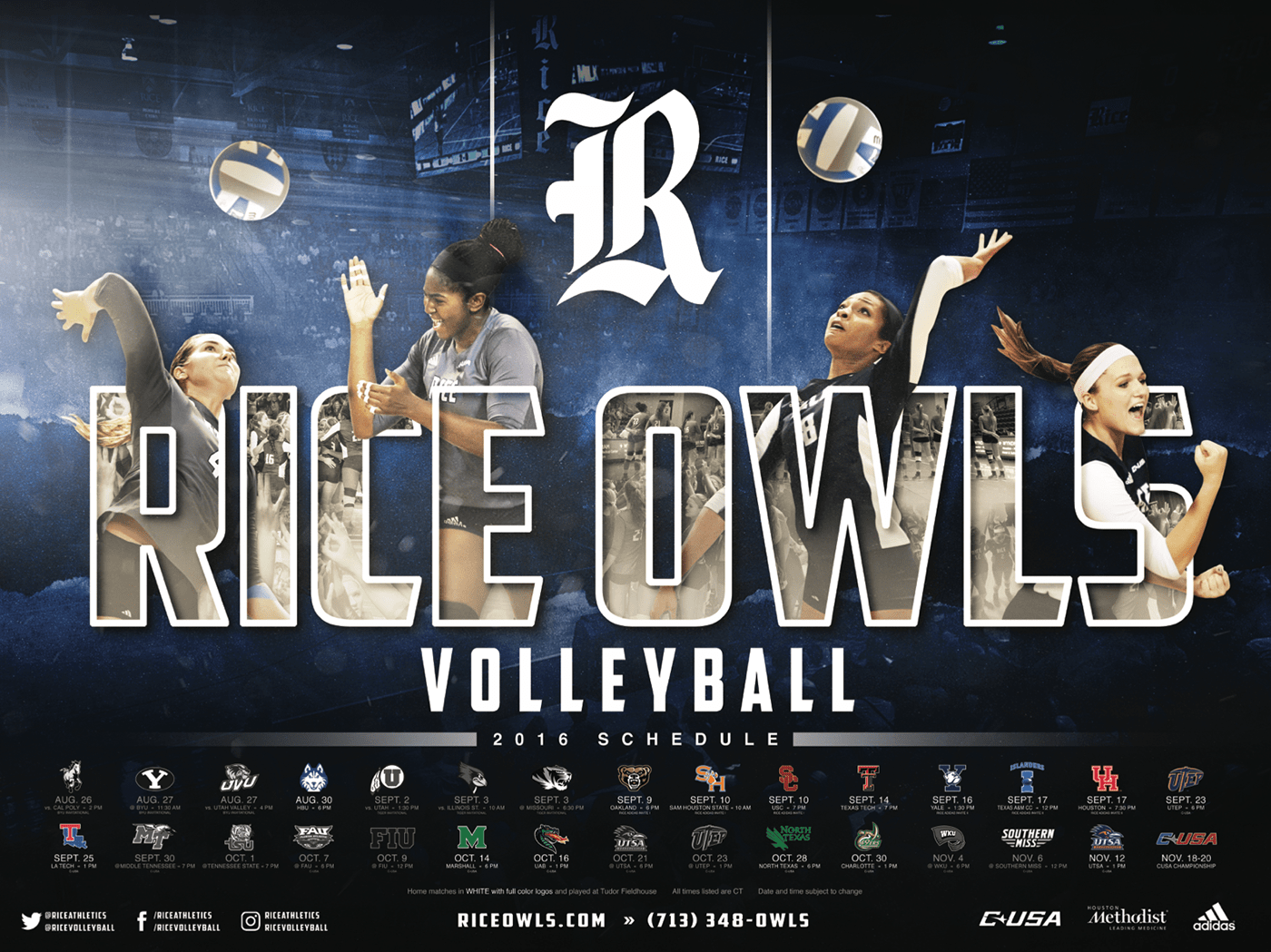 graphic design  marketing   poster Schedule Poster University volleyball