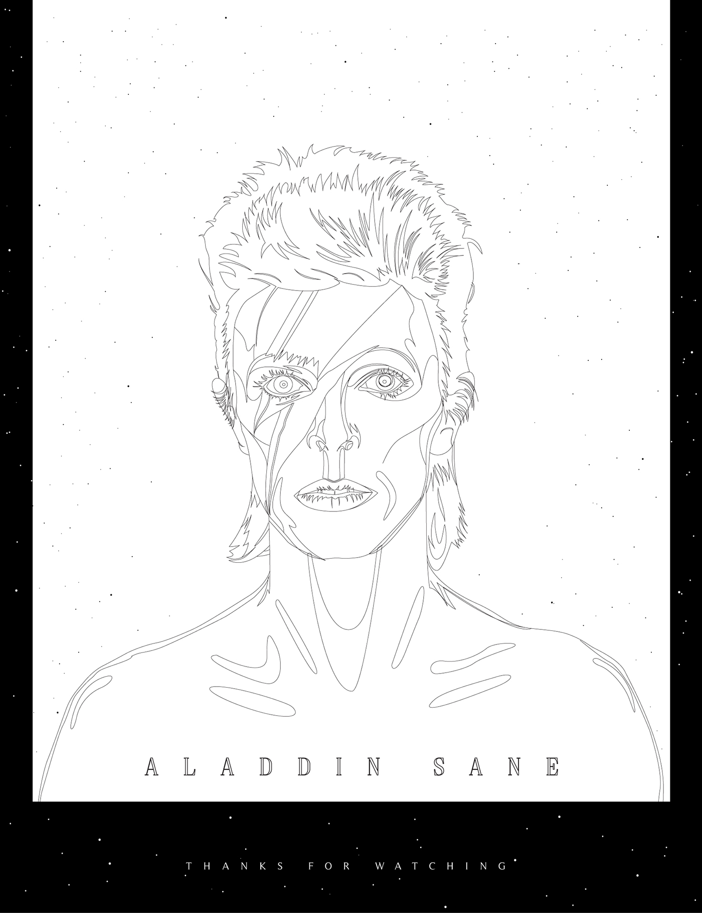 david Bowie aladdin sane ILLUSTRATION  vector music tribute Style color