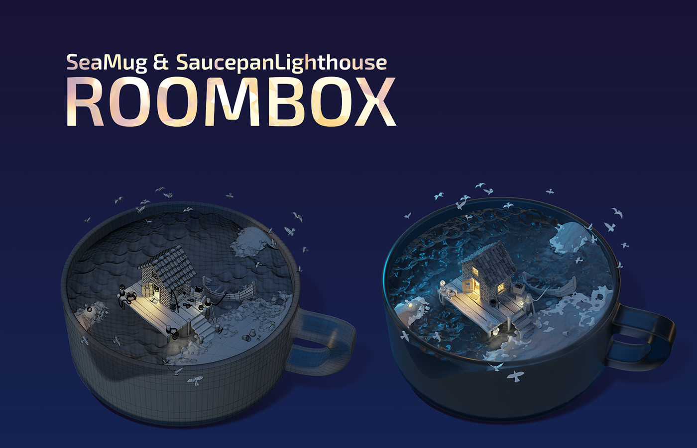 3d house blender cup cycles Isometric isometric illustration isometric roombox Mug  roombox lighthouse