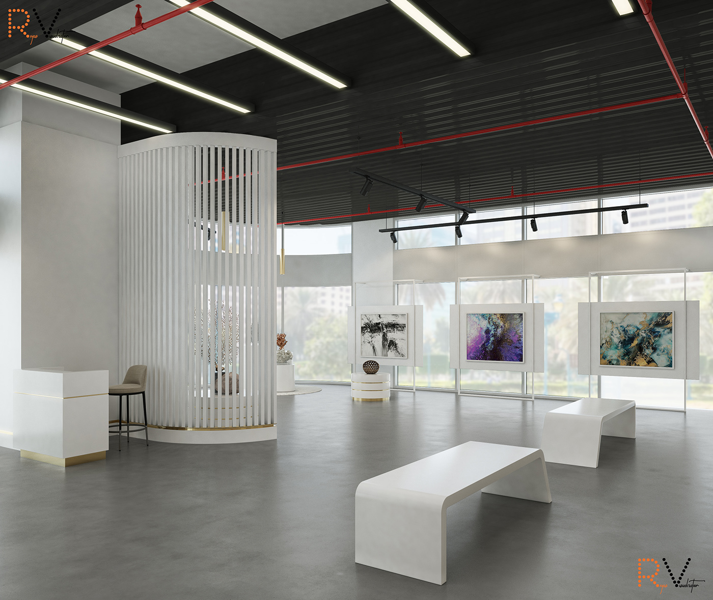 design Graphic Designer interior design  Render visualization 3ds max corona vray modern artgallery