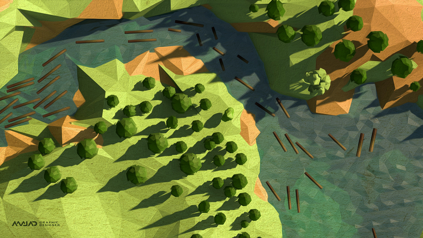 lowpoly Low Poly c4d cinema4d wallpaper art Tree  natural grass spring