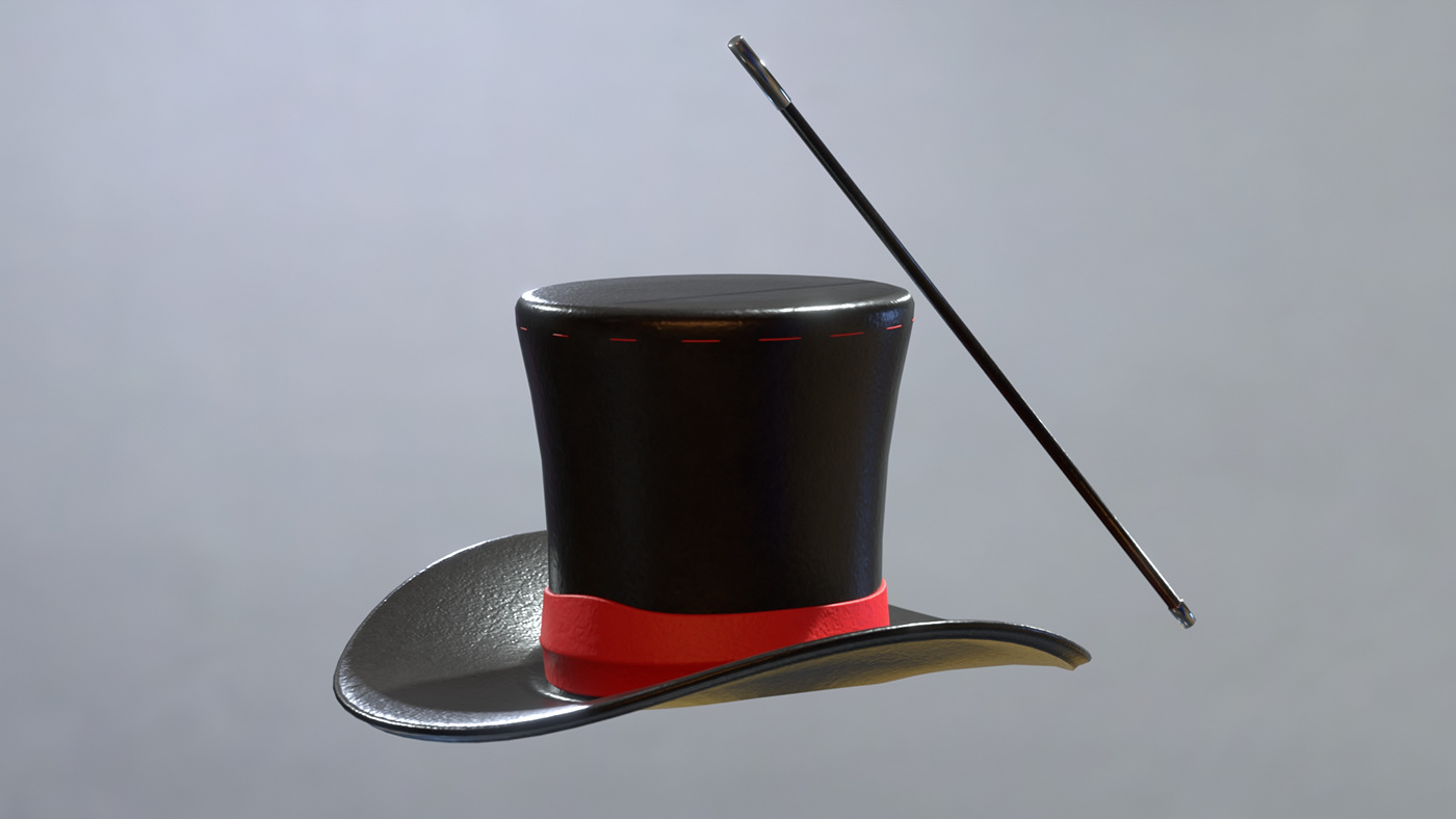 blender cap 3d art modeling Render Substance Painter Magician Hat 3D 3d hat sketchfab