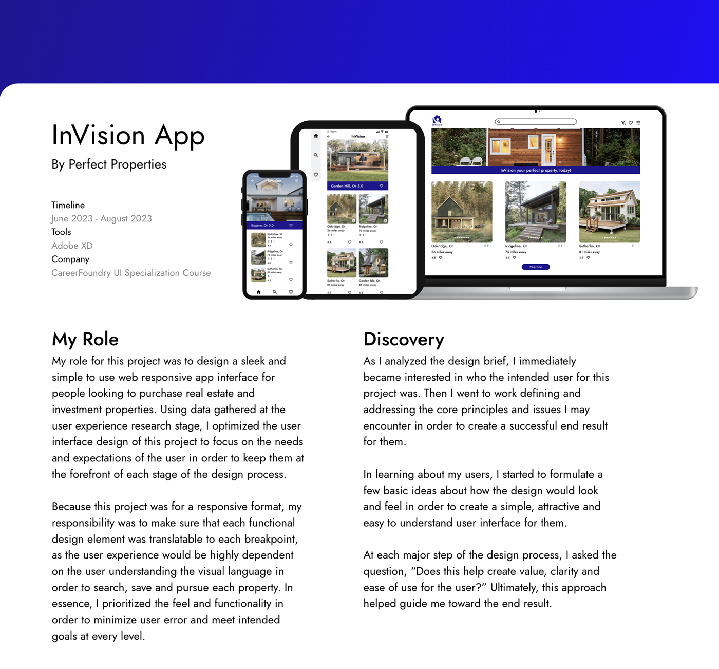 user interface user experience ux/ui Adobe XD real estate Case Study design