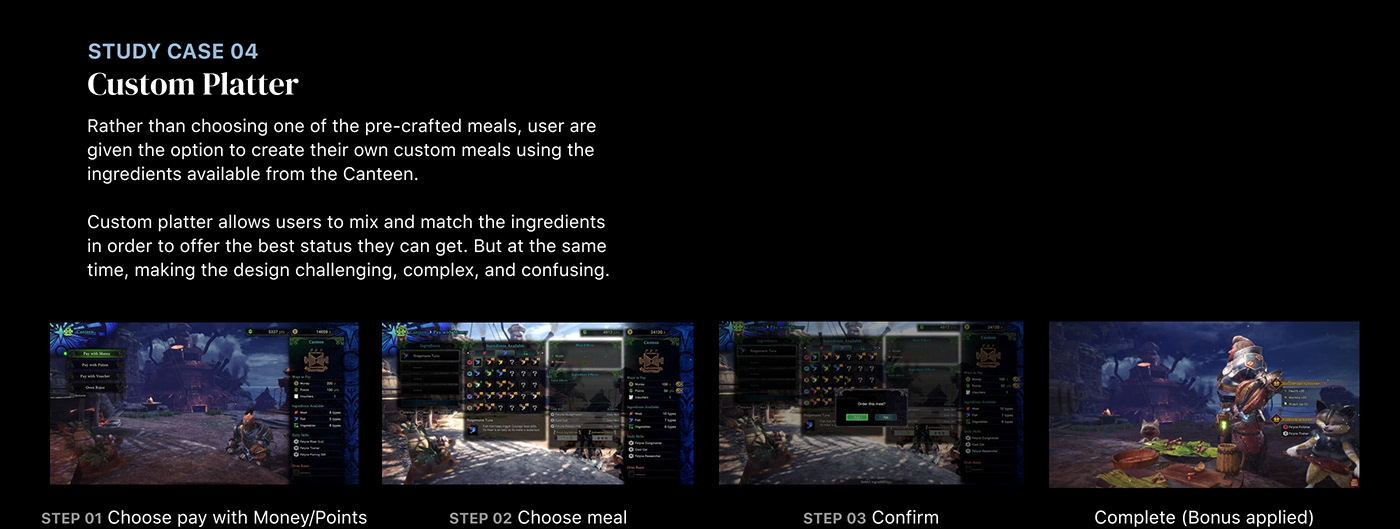 Case Study console design GUI Monster Hunter UI ux capcom Gaming video game