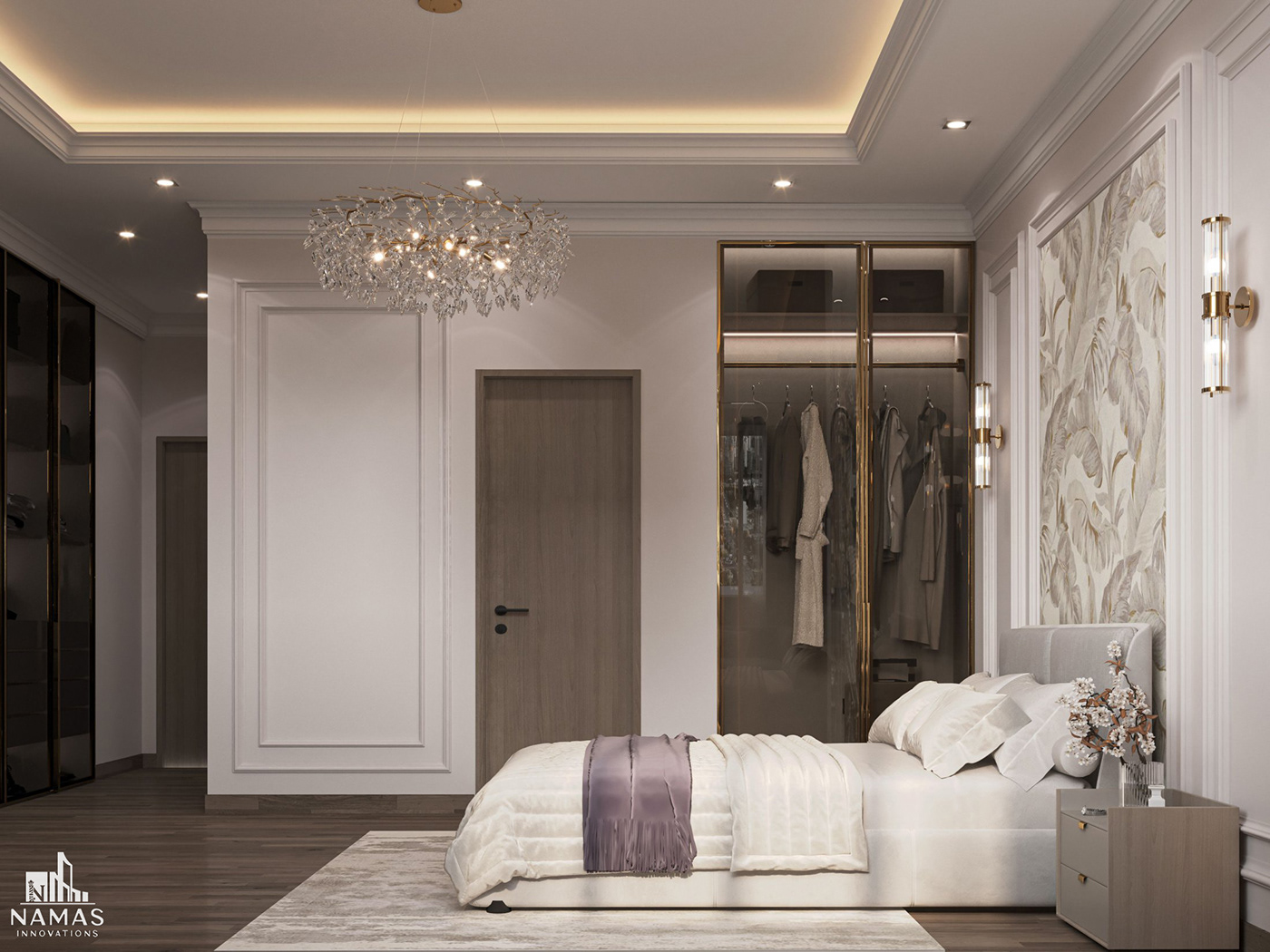interior design  visualization 3ds max corona architecture 3D neoclassic bedroom design بطاقة شخصية 科学探索奖