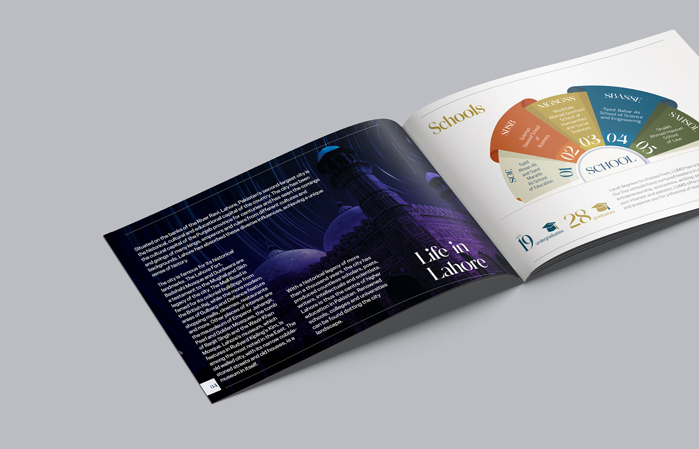 design graphic design  Education publication print design  brochure Booklet Pakistan Lums publication design