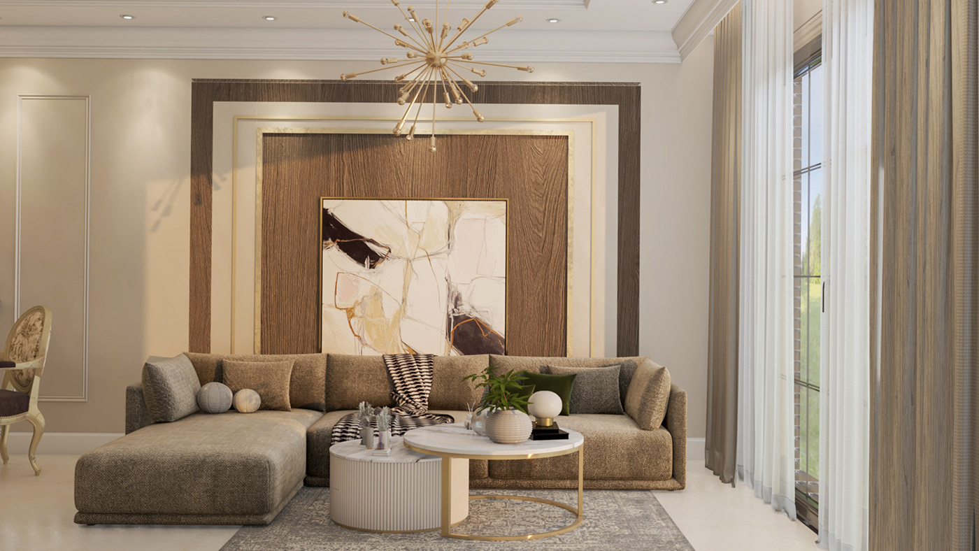 interior design  architecture Classic reception Villa Render 3ds max vray Interior living room