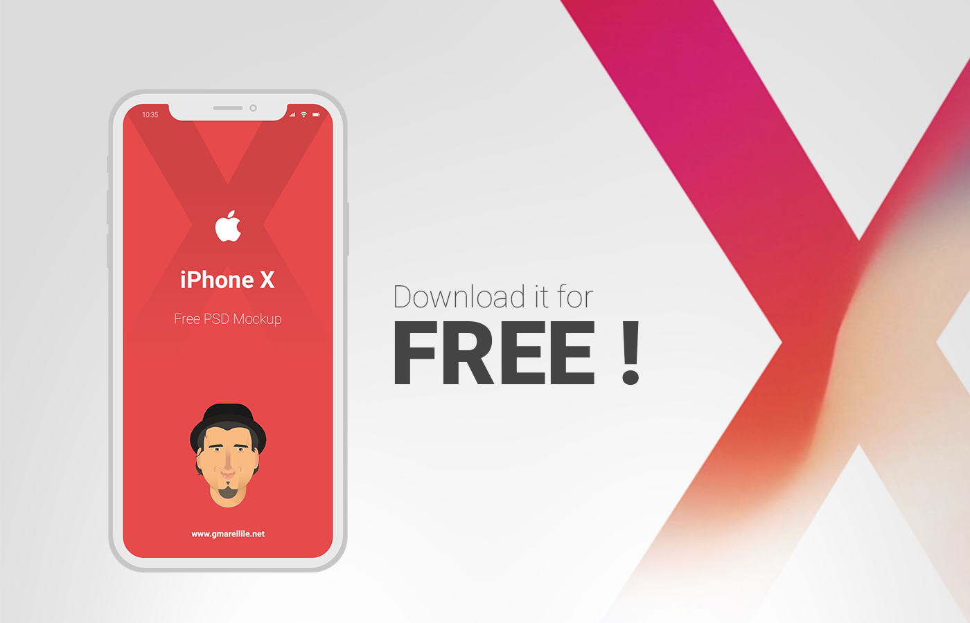 iPhone x free psd Mockup White clean Perspective télécharger gratuit mongi