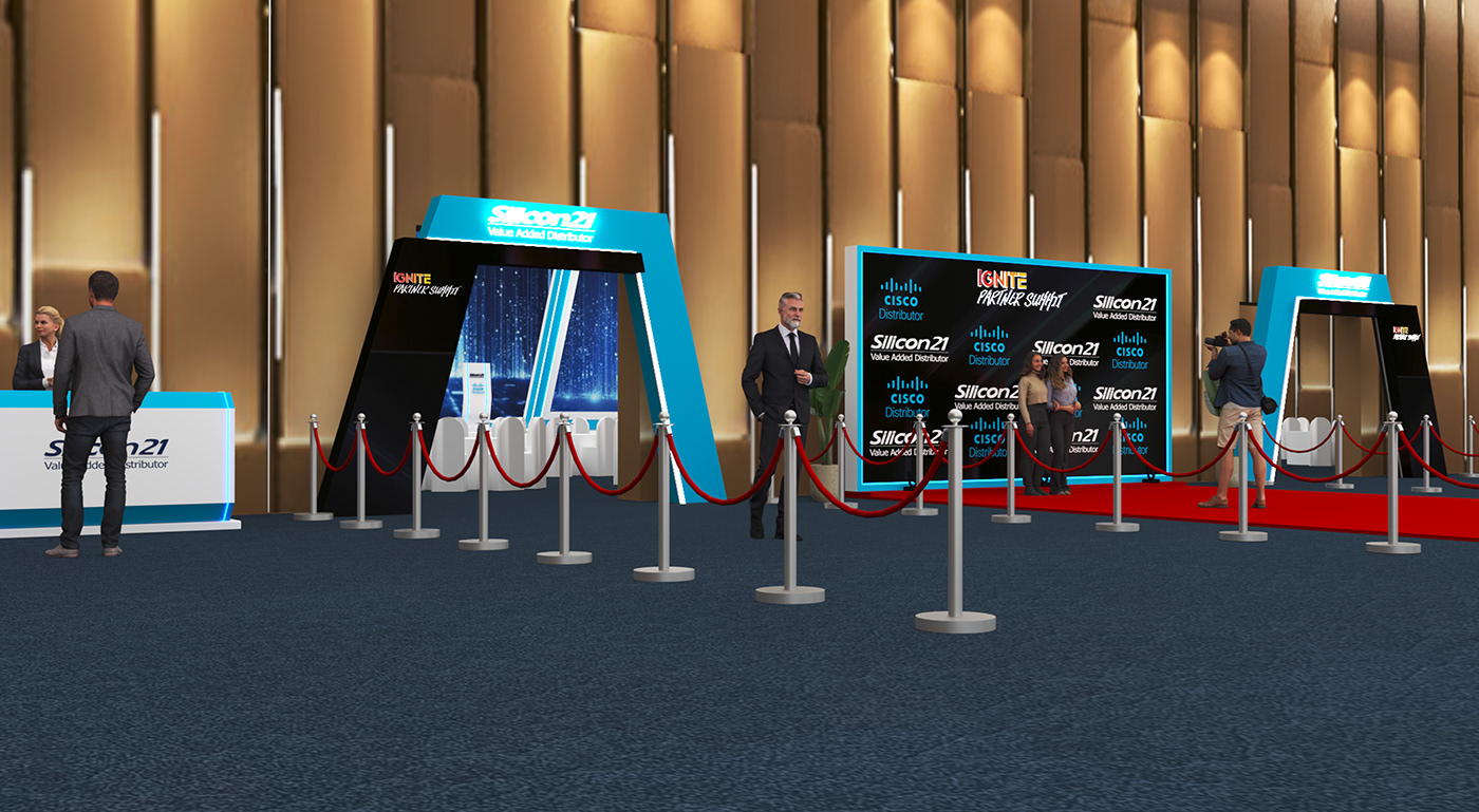 cisco Event marketing   Stand Stage Render gate booth Exhibition  design