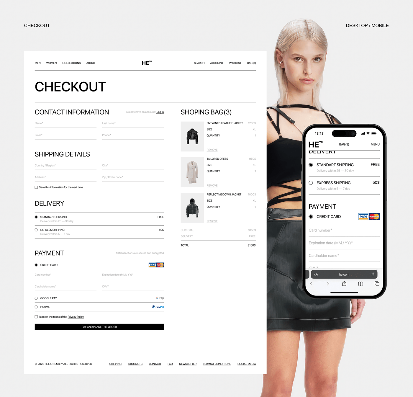 clean design Ecommerce Fashion  minimal shop store UI UI/UX user interface