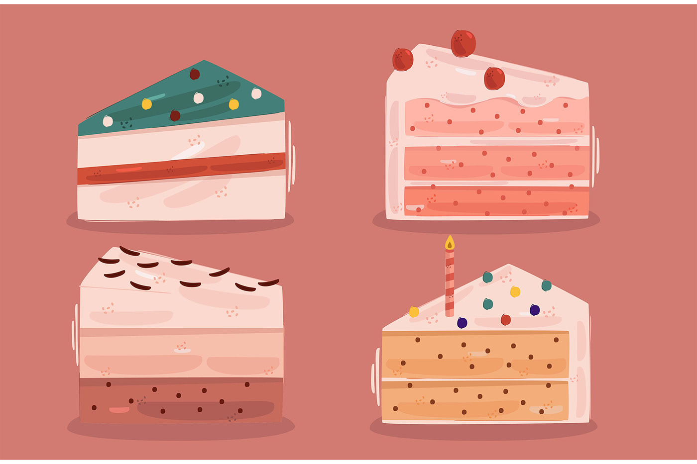 baked bread cake chocolate delicious Food  ILLUSTRATION  rainbow strawberry vector