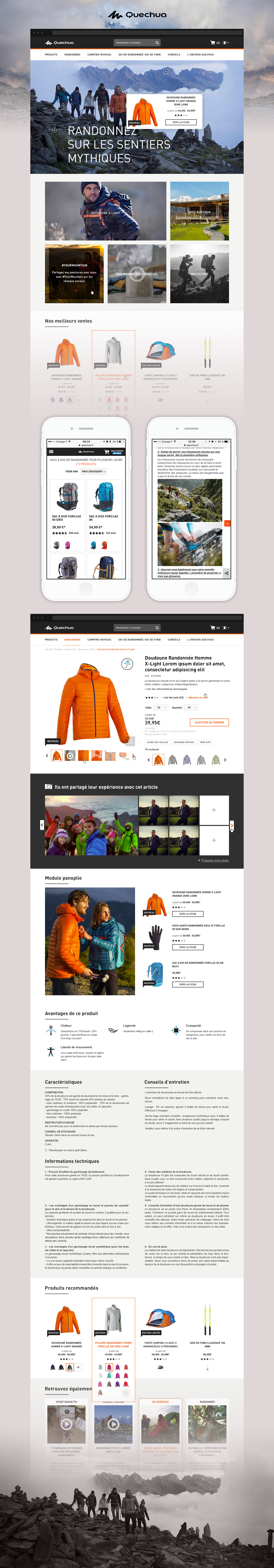 visual design quechua hiking randonnée decathlon sport aventure montagne Web Design 