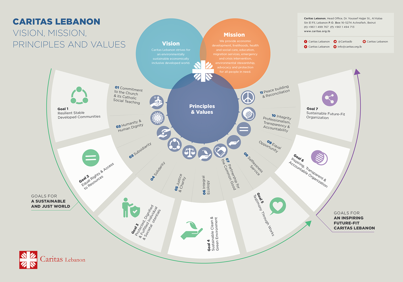 NGO infographics circle lebanon vision mission strategy