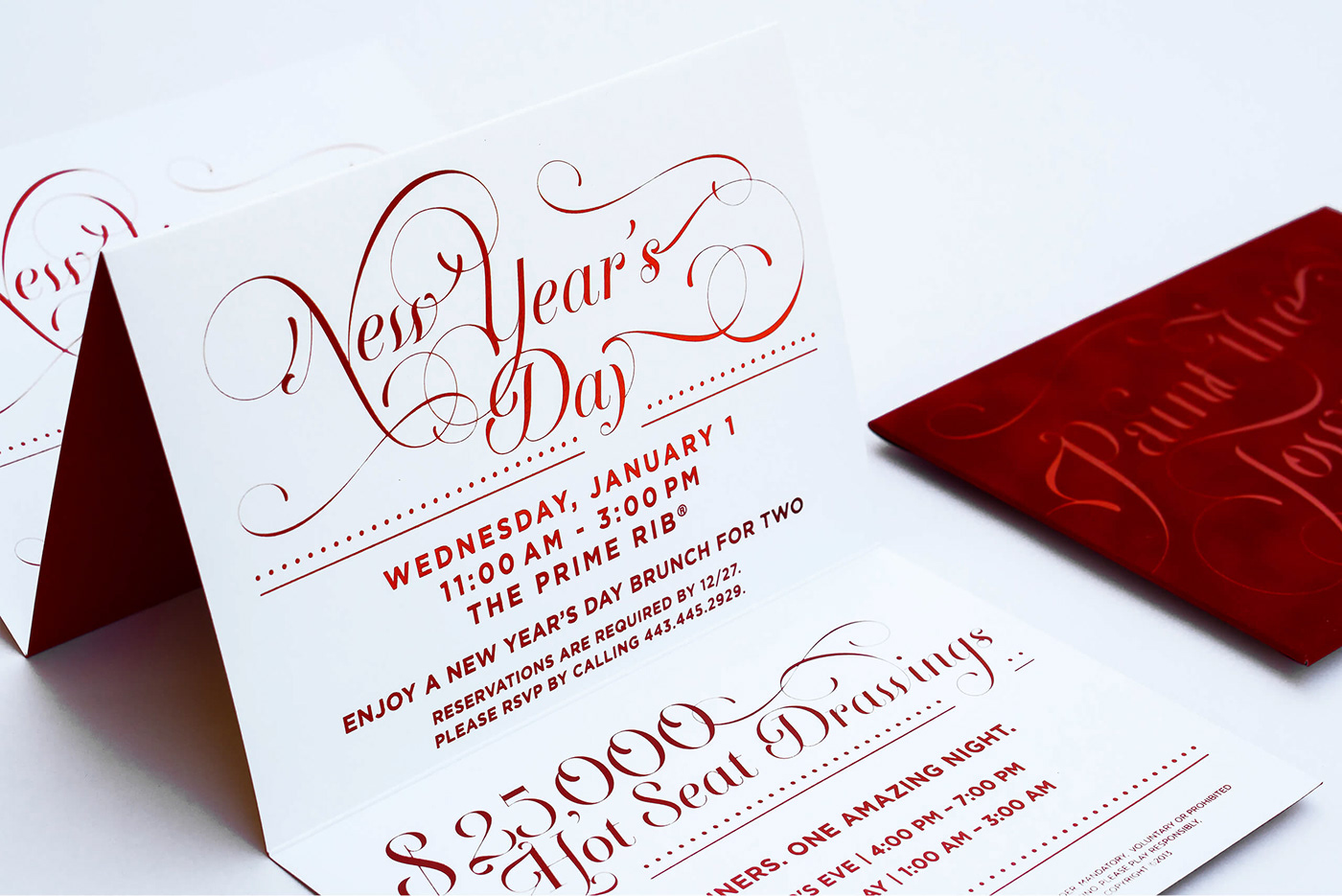 metallic red new year's eve Invitation Velvet Envelope custom envelope velvet red foil tone on tone