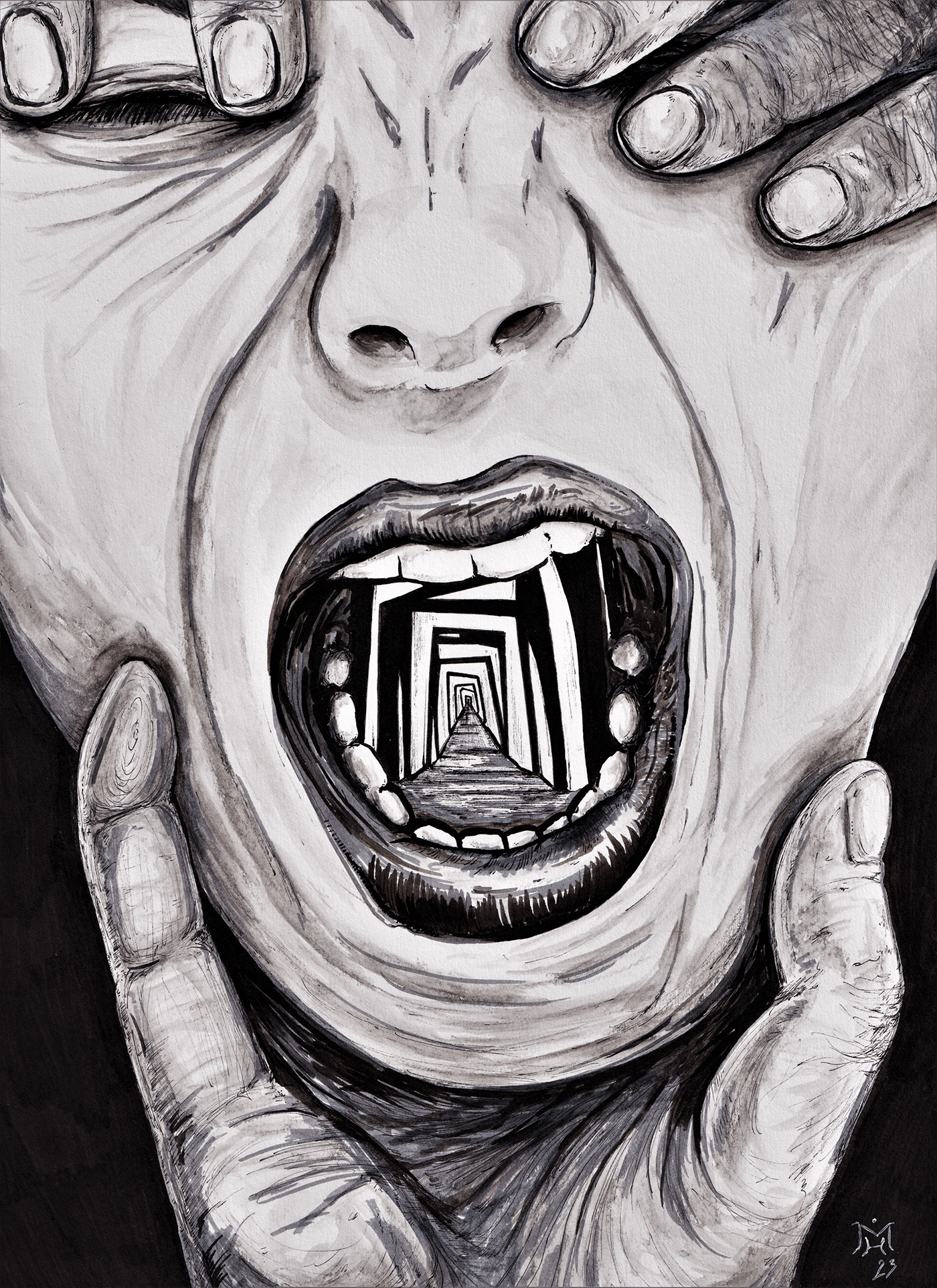 dark art horror black ILLUSTRATION  artwork Drawing  morbid macabre