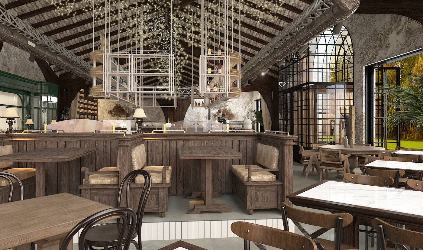 cafe farm interior design  restaurant restaurant interior