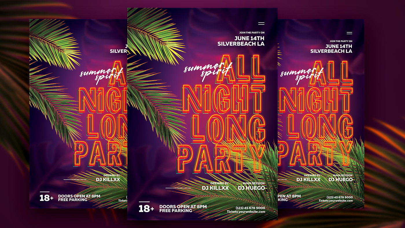 graphicriver flyet template poster template neon nightclub flyer template dj flyer template DJ party Summer party party flyer 3d neon text